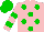 Silk - Pink, green dots, green bars on sleeves, green cap