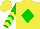Silk - Yellow, green diamond, yellow chevrons on green sleeves
