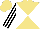 Silk - Khaki and white diagonal quarters, khaki and black stripes on white sleeves, khaki cap
