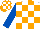 Silk - White and orange check, royal blue sleeves, orange and white check cap