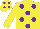 Silk - Yellow, purple spots, yellow arms, yellow cap, purple spots