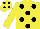 Silk - Yellow, black dots, yellow sleeves, black dots on yellow cap