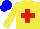 Silk - Yellow, red cross, yellow arms, blue cap