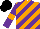 Silk - Orange and purple diagonal stripes, purple sleeves, orange armlets, black cap