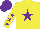 Silk - Yellow, purple star, purple stars on sleeves, purple cap