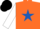 Silk - Orange, Royal Blue star, White sleeves, Black cap