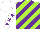 Silk - Lime, purple diagonal stripes, purple stars on white sleeves, white cap