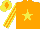 Silk - orange, yellow star, yellow stripes on sleeves, orange diamond on cap