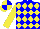 Silk - Big-blue body, yellow three diamonds, yellow arms, yellow cap, big-blue quartered