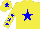 Silk - Yellow body, blue-light star, yellow arms, blue-light stars, yellow cap, blue-light star