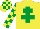 Silk - Yellow, emerald green cross of lorraine, checked sleeves and cap