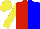 Silk - Red and blue halved vertically, yellow sleeves and cap