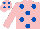 Silk - Pink, royal blue spots, pink sleeves, royal blue spots on cap