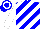 Silk - Blue, white diagonal stripes, white sleeves, blue cap, white hoop