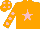 Silk - orange,  pink star, pink spots on sleeves and cap