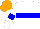 Silk - White body, blue hoop, white arms, blue armlets, orange cap