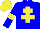 Silk - blue, yellow cross of lorraine, yellow armlets and cap