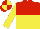 Silk - Red and yellow halved horizontally,yellow sleeves, quartered cap