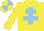 Silk - Yellow, light blue cross of lorraine, quartered cap