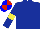 Silk - SAXE BLUE, YELLOW armlets, BLUE and RED quartered cap