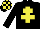 Silk - Black, yellow cross of lorraine, checked cap