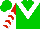 Silk - Green, white 'v', white chevrons on red sleeves