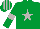 Silk - Emerald green, light grey star, armlets and striped cap