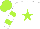 Silk - White, lime green star, hooped sleeves, lime green cap