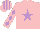 Silk - pink, mauve star, mauve diamonds sleeves, pink and mauve striped cap