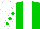 Silk - Green, white stripe, green dots on white sleeves, white cap
