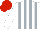Silk - White & silver stripes, red cap