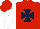 Silk - Red, dark blue maltese cross, white sleeves