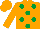 Silk - orange, emerald green spots