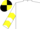 Silk - White, black and yellow chevrons on sleeves, quartered cap