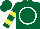 Silk - Dark green, white circle, yellow bars on sleeves