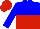 Silk - Blue and red halved horizontally, blue sleeves, red cap