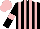 Silk - black, pink stripes, black sleeves, pink armlets, pink cap