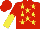 Silk - Red, yellow stars and halved sleeves, red and yellow star cap