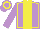 Silk - mauve, yellow stripe, yellow seams, yellow hoop on cap