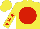 Silk - Yellow, red disc, yellow sleeves, red stars