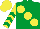 Silk - Emerald Green, yellow large spots, yellow arms, emerald green chevrons, yellow cap