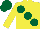 Silk - Yellow, dark green large spots, dark green cap