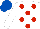 Silk - white, red spots, royal blue cap