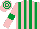 Silk - Pink, emerald green stripes, armlets, hooped cap