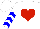 Silk - White, red heart, blue chevrons on sleeves