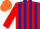Silk - Red and Dark Blue stripes, Red sleeves, Orange cap