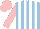 Silk - light blue and white stripes, pink sleeves and cap