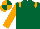 Silk - Dark green body, orange epaulettes, orange arms, orange cap, dark green quartered