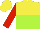 Silk - Yellow and Lime Green halved horizontally, Red sleeves, Yellow cap