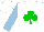 Silk - White, green shamrock, light blue sleeves, white cap